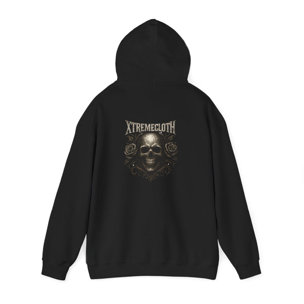 SKU-034- Skull & Roses Hoodie – 'Xtremecloth' Gothic Skull Pullover