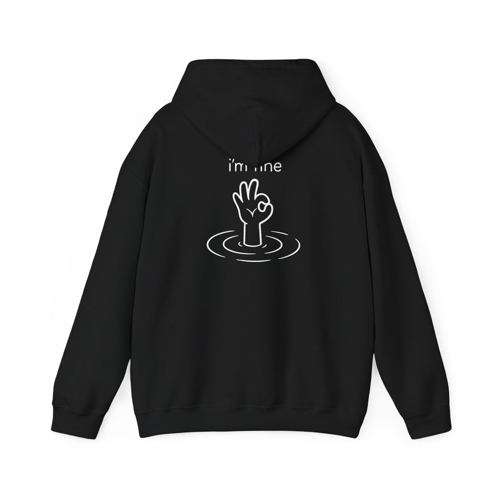 I'm Fine Drowning Hand Hoodie — Funny Mental Health Graphic Hoodie