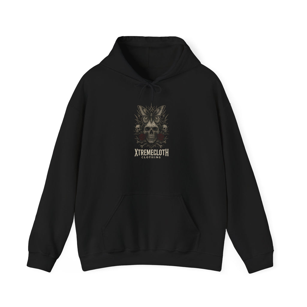 SKU-008 Skull & Moth Hoodie — XtremeCloth Gothic Graphic Pullover