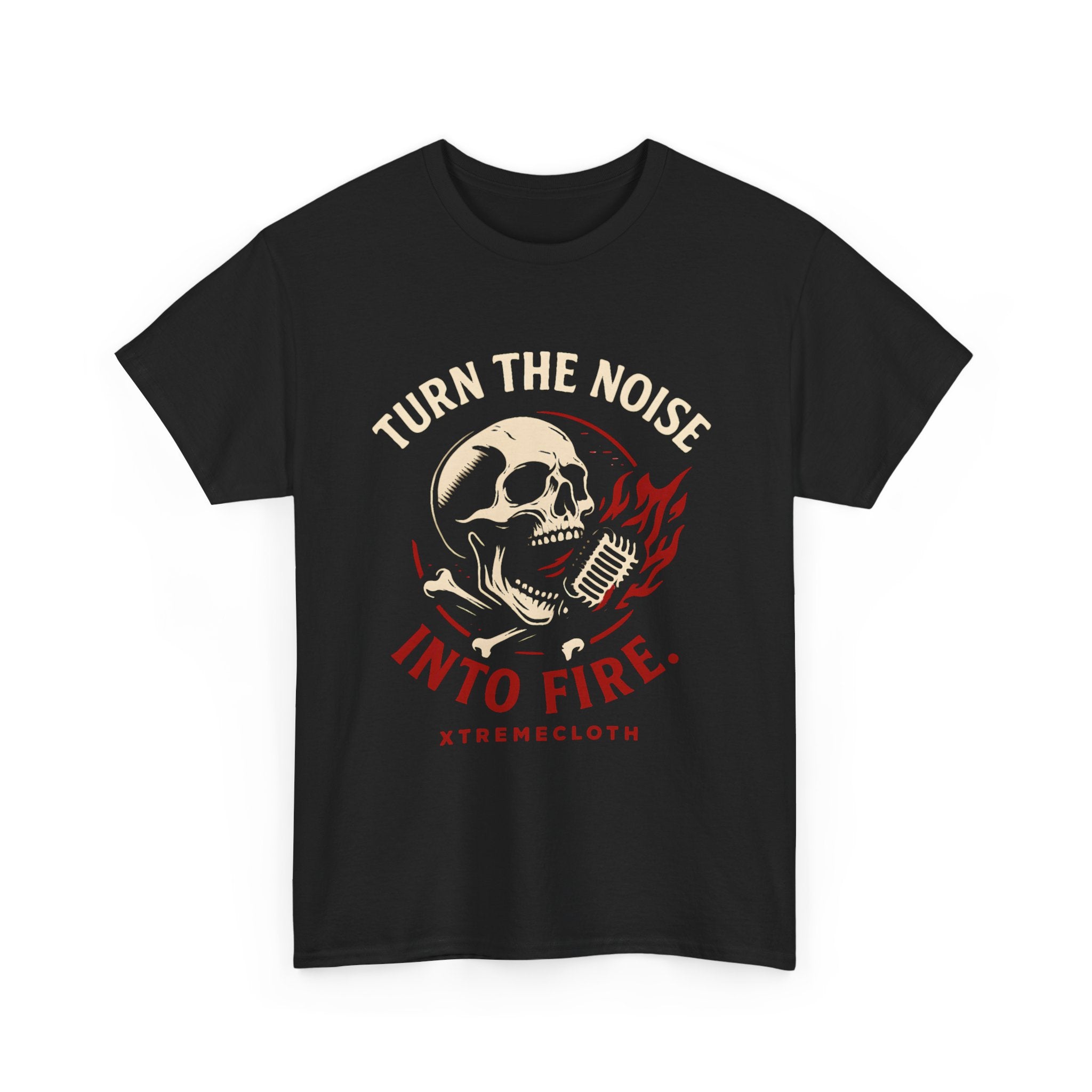 Turn the Noise Into Fire Skull Microphone Tee — Rock Music Graphic T-Shirt