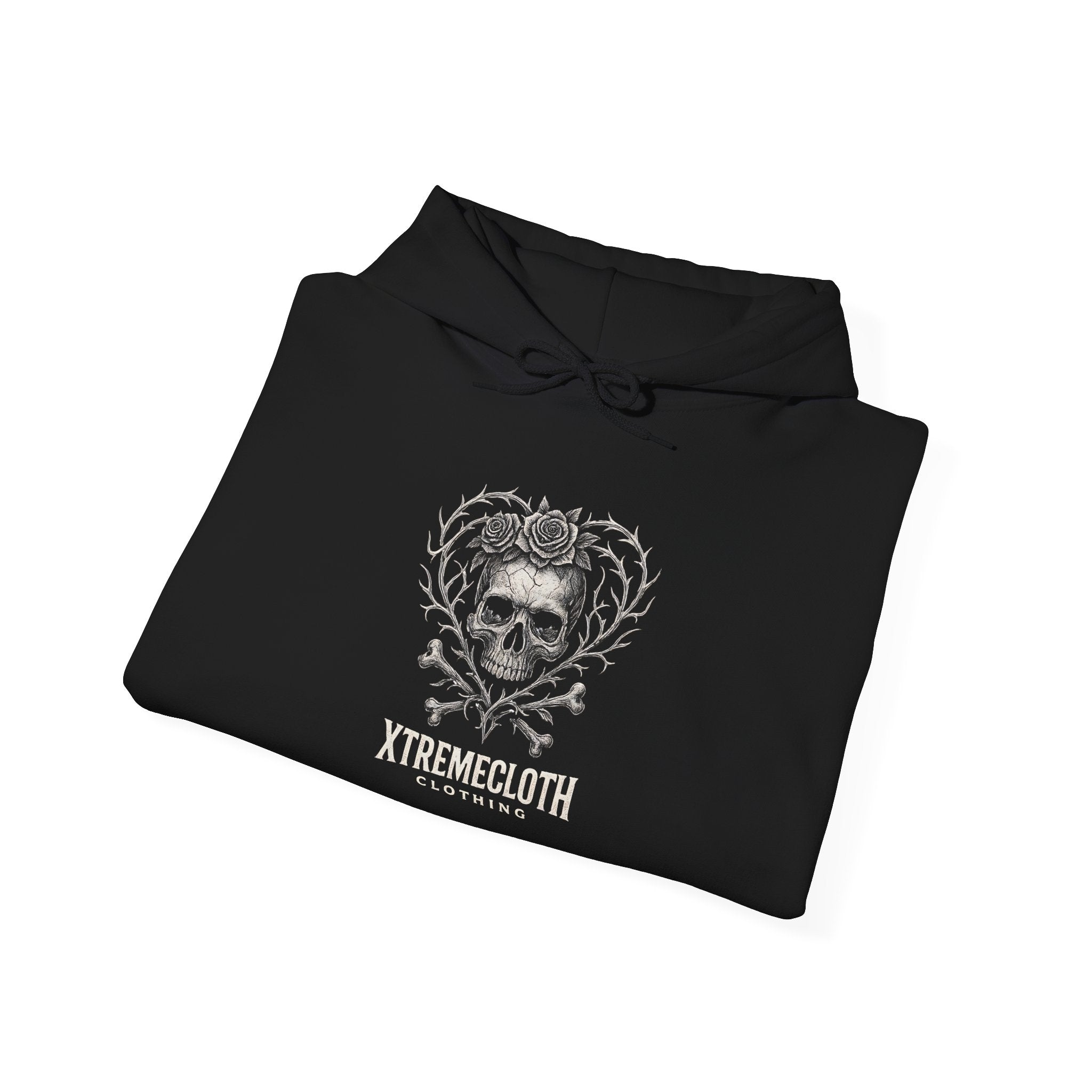 SKU-045- Skull Crest Hoodie – XtremeCloth Gothic Streetwear Pullover