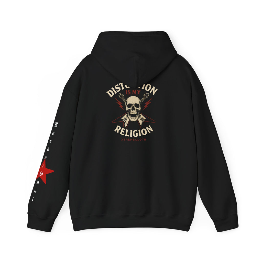 SKU-014- Distortion Is My Religion Skull Hoodie — Punk Rock Band Graphic Sweatshirt