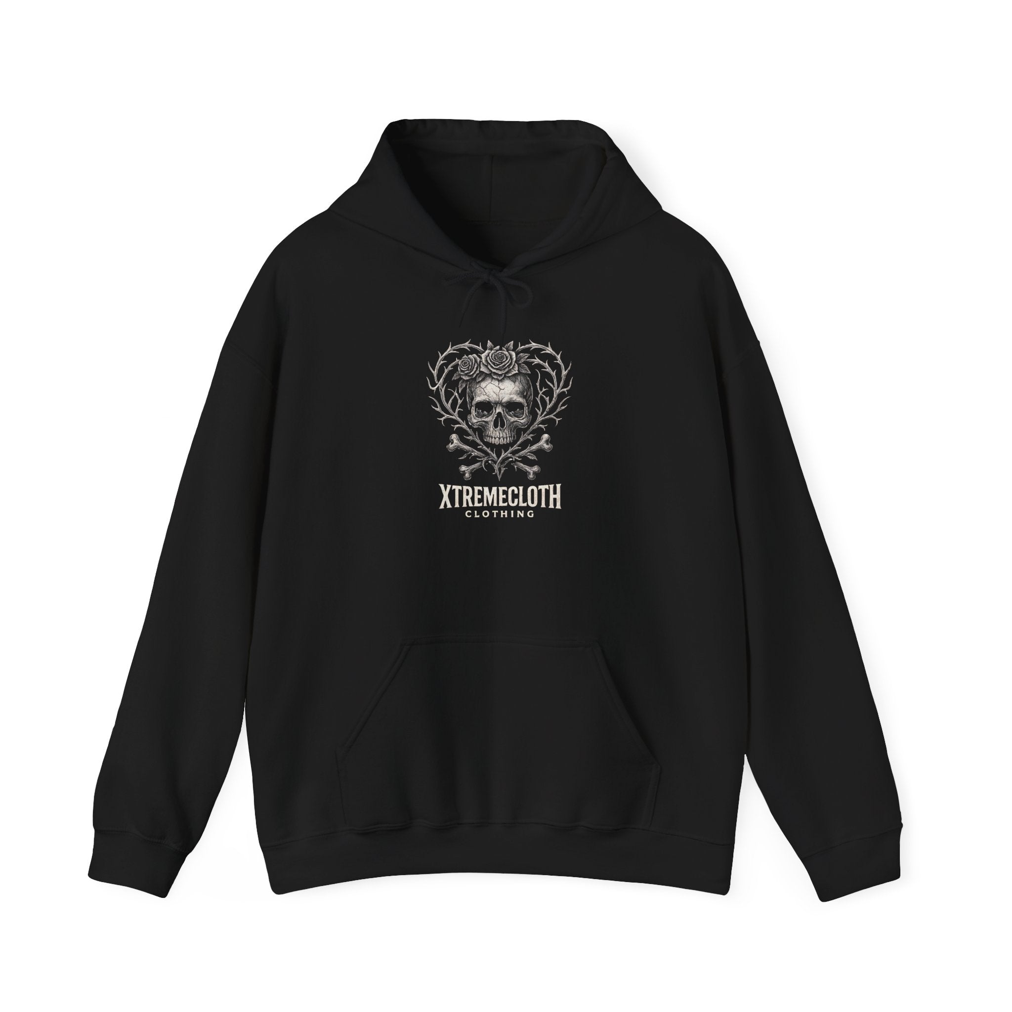 SKU-045- Skull Crest Hoodie – XtremeCloth Gothic Streetwear Pullover