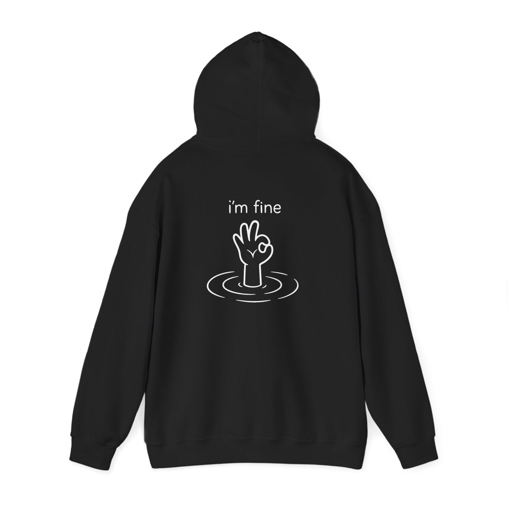 I'm Fine Drowning Hand Hoodie — Funny Mental Health Graphic Hoodie