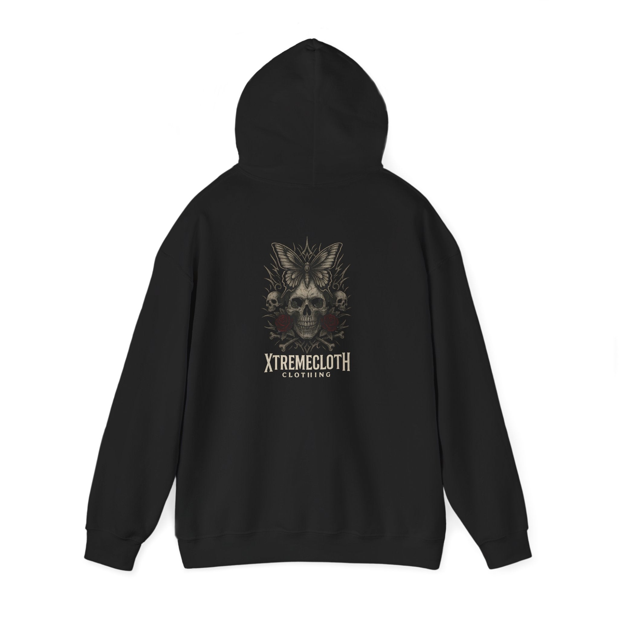 SKU-008 Skull & Moth Hoodie — XtremeCloth Gothic Graphic Pullover
