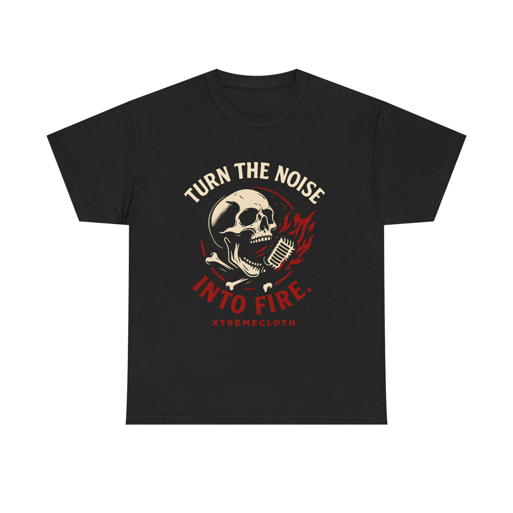 Turn the Noise Into Fire Skull Microphone Tee — Rock Music Graphic T-Shirt