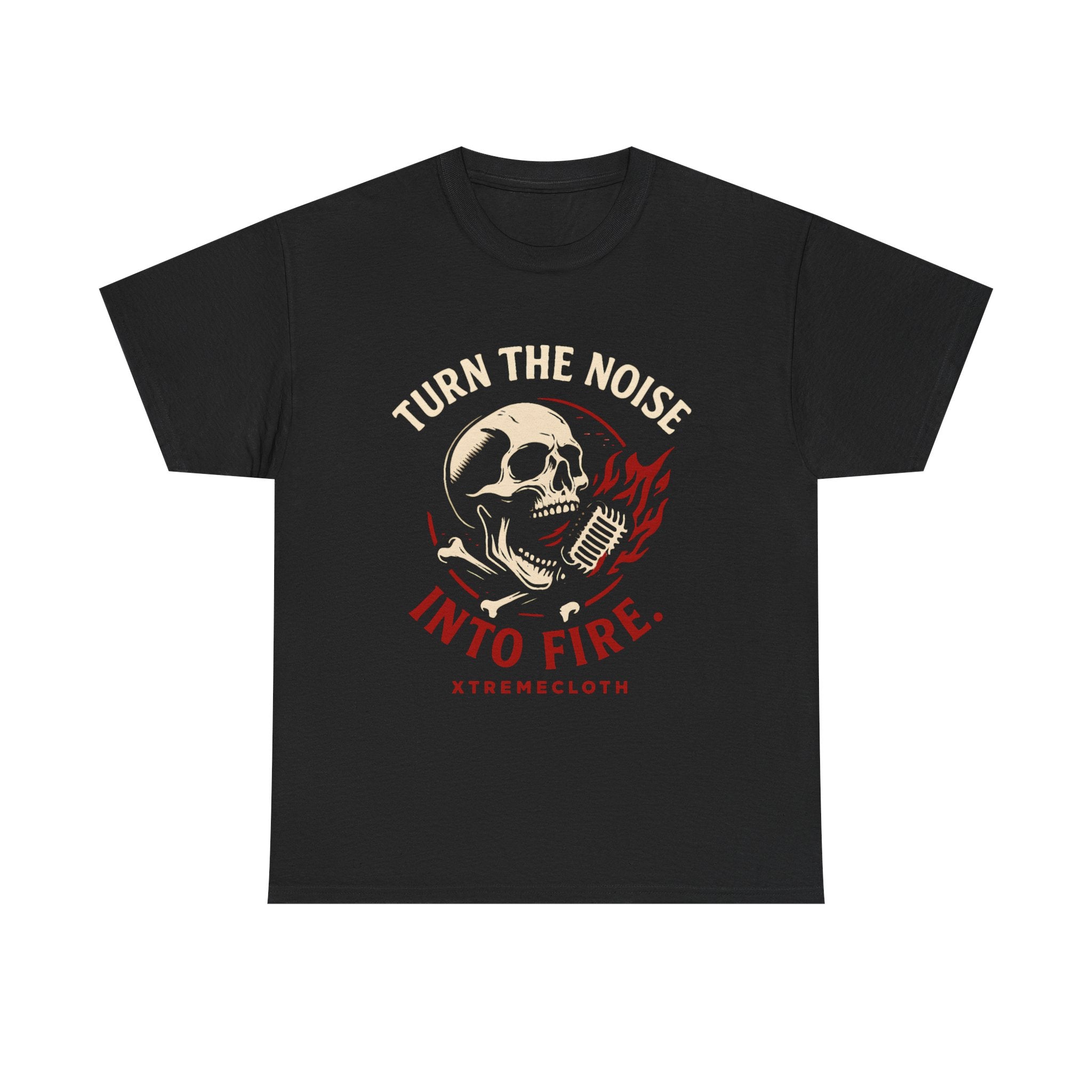 Turn the Noise Into Fire Skull Microphone Tee — Rock Music Graphic T-Shirt