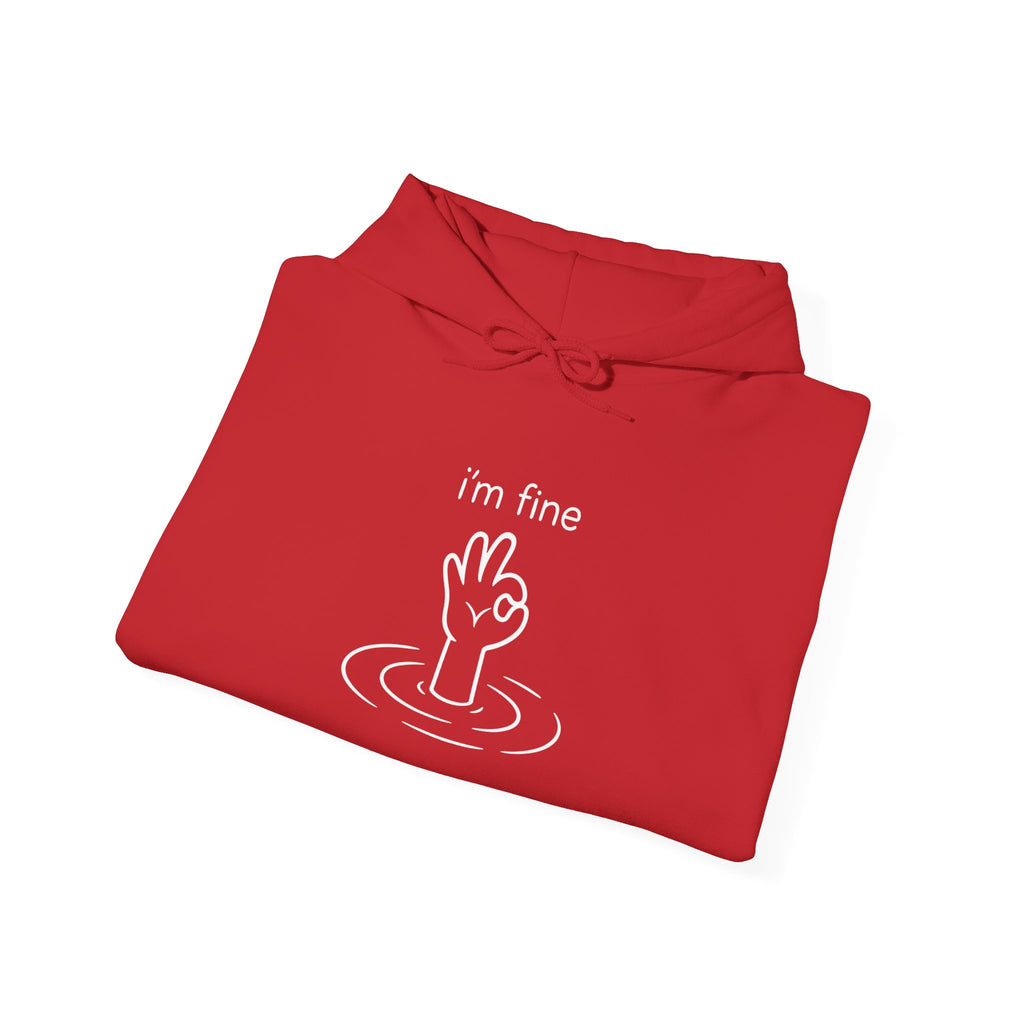 I'm Fine Drowning Hand Hoodie — Funny Mental Health Graphic Hoodie