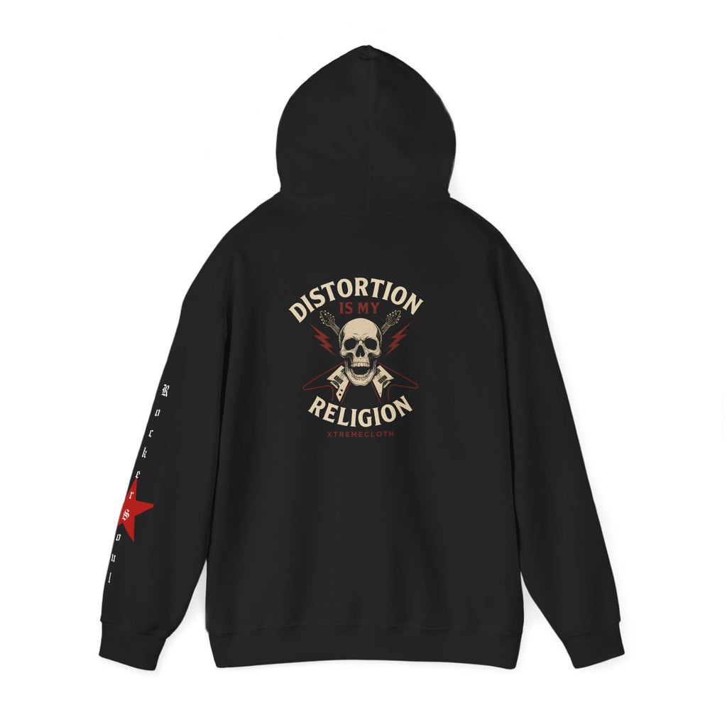 SKU-014- Distortion Is My Religion Skull Hoodie — Punk Rock Band Graphic Sweatshirt
