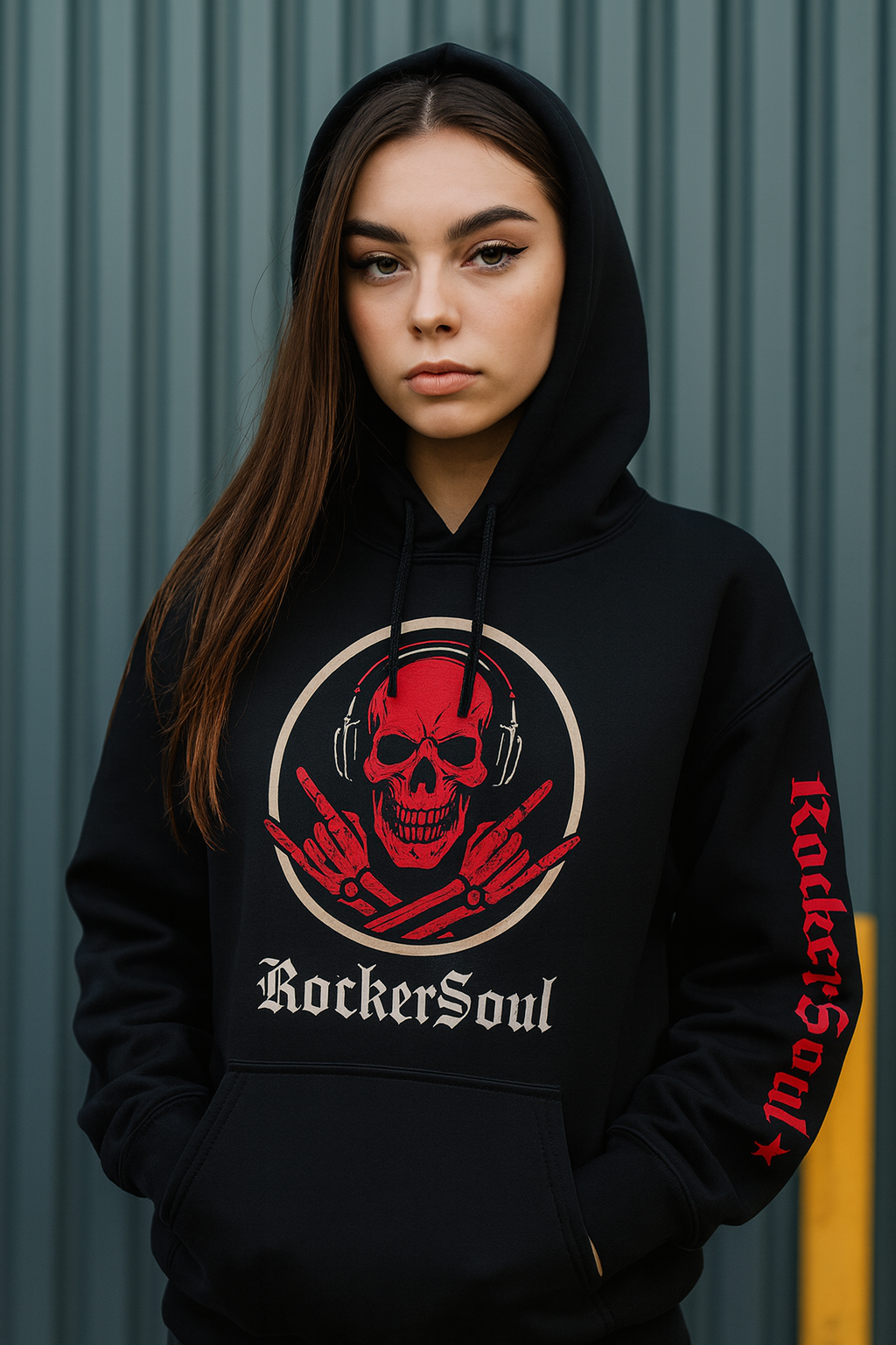 SKU-042- Rock 'n' Roll Skull Hoodie - Unisex Heavy Blend™ Sweatshirt -01