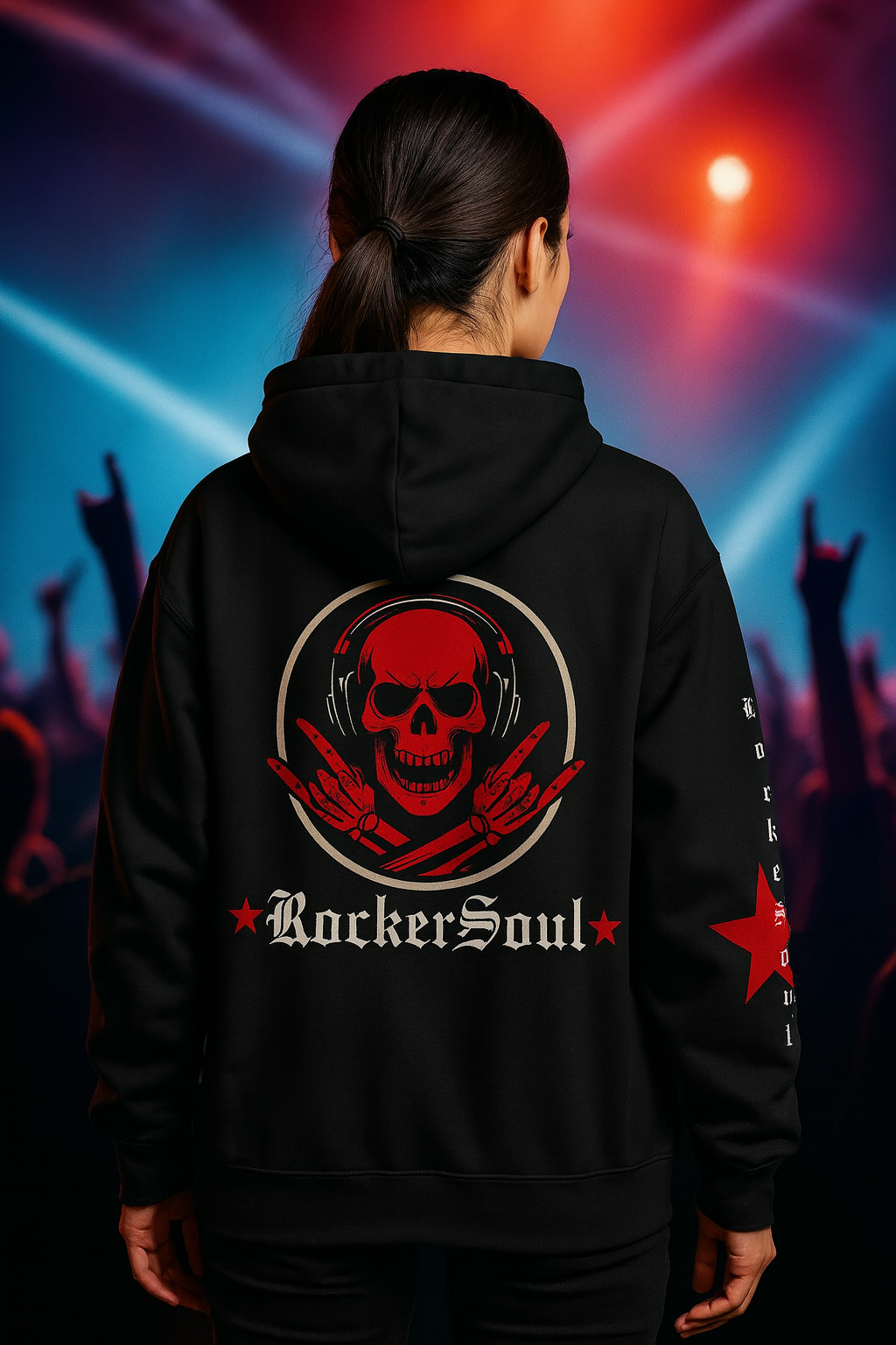 SKU-042- Rock 'n' Roll Skull Hoodie - Unisex Heavy Blend™ Sweatshirt -01