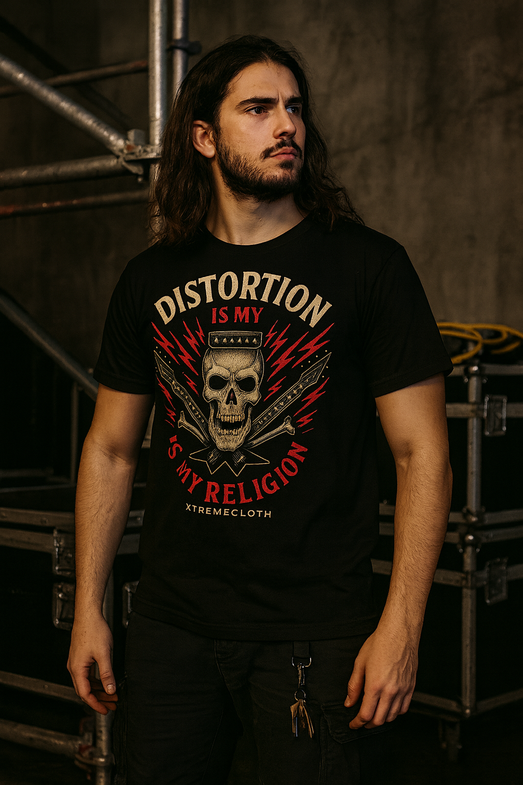 SKU-011 - Distortion Is My Religion T‑Shirt — Skull & Guitar Rock Tee