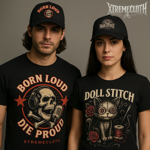 SKU-005 - Doll Stitch Horror Cat Tee — Gothic Voodoo Stitchwork T-Shirt