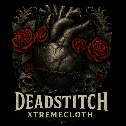 SKU 001 – DeadStitch Gothic Heart & Red Roses Skull Design by XtremeCloth