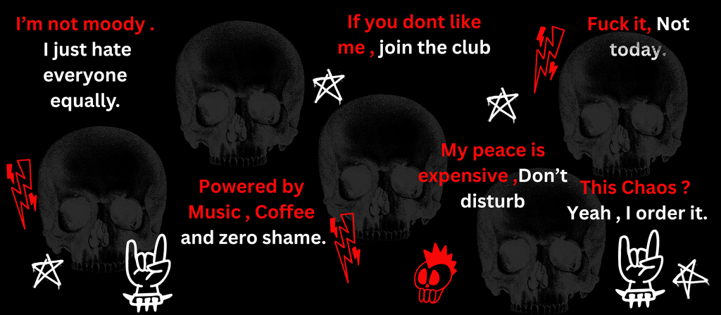 Skull Quote Mug — Gothic Coffee Cup with Edgy Sayings (15 oz)