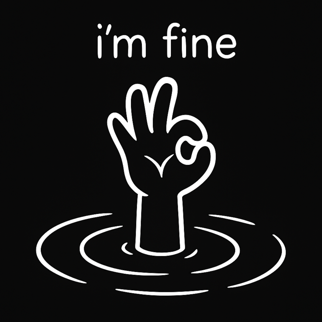 I'm Fine Drowning Hand Hoodie — Funny Mental Health Graphic Hoodie