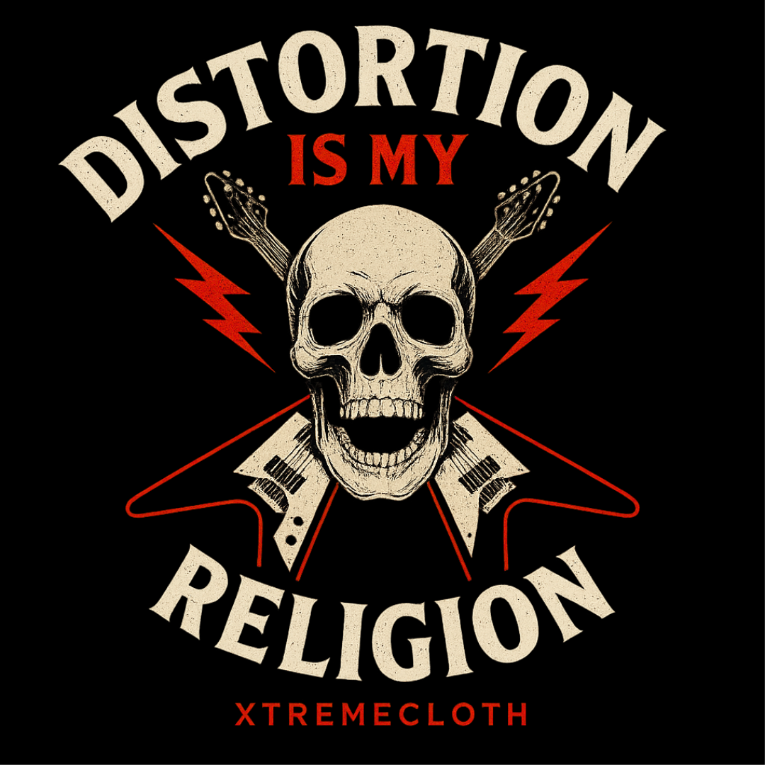 SKU-014- Distortion Is My Religion Skull Hoodie — Punk Rock Band Graphic Sweatshirt