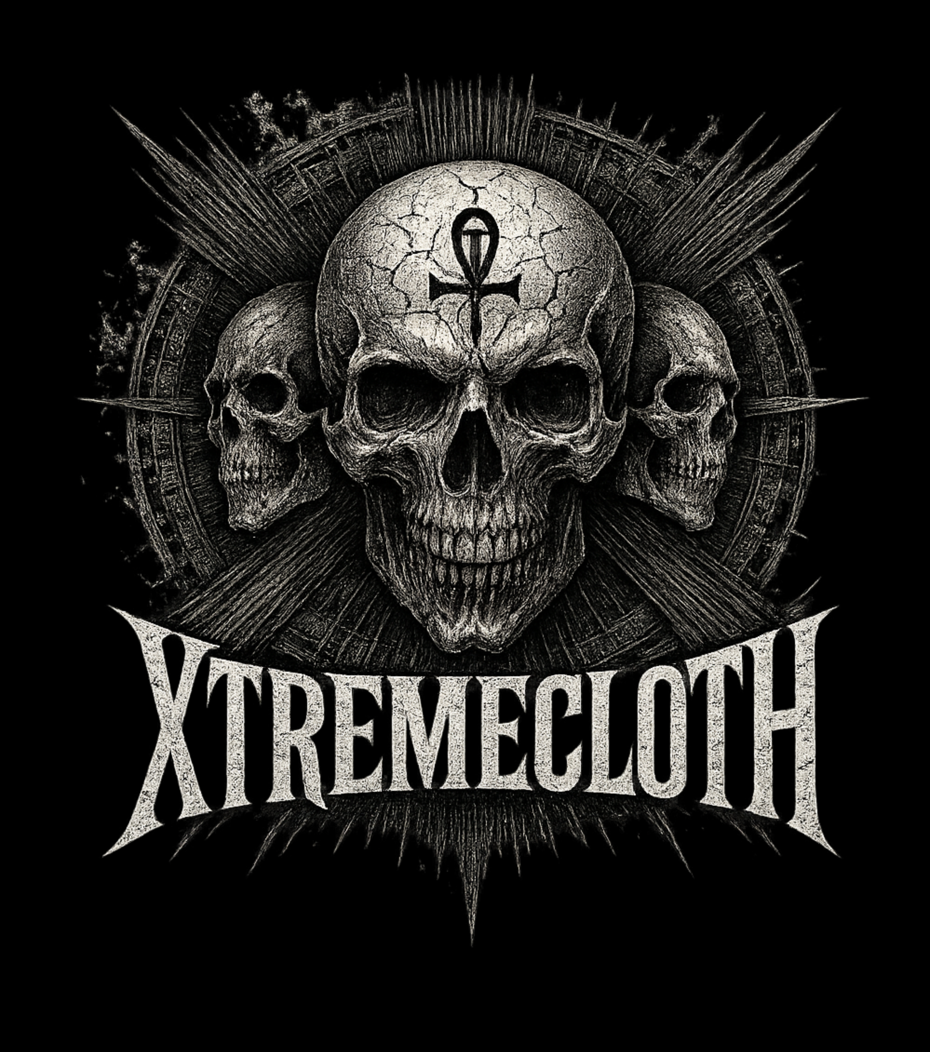 SKU-032- Skull Band Hoodie — "Xtremecloth" Graphic Heavy Blend Pullover